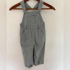 Talbots Kids vintage seersucker overalls with embroidered playground details